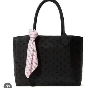Victoria’s Secret Black Tote Bag with Pink Scarf NWT
